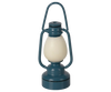 A cozy blue lantern with a rounded white center from the Maileg Cozy Evening with Granddad Set, perfect as dollhouse furniture or a charming Maileg mouse accessory, shown against a plain white background.