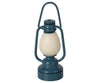 The Maileg Camping Set with Granddad features a blue vintage-style lantern with a rounded white center and top handle, perfect for lighting a mouse tent or guiding hiking mice. Its classic design stands out against a plain white background.