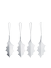 Four silver-plated Ferm Living Holly Leaf Ornaments - Set of 4 - Silver, shaped like holly leaves with matching thread loops.