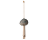 The Maileg Fabric Ornament, Mushroom - Blossom - Green features a green cap with embroidered flowers and leaves, a beige stem, and a hanging loop—perfect for unique Maileg or whimsical Christmas tree decorations.