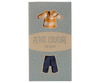 The "Maileg Yellow Checked Shirt and Pants For Dad Mouse" package includes chic toy mouse clothes: a yellow checked shirt and cotton viscose pants. It features a light blue, dotted box for charming presentation and ships in one week.