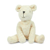 A soft, cream-colored Senger Naturwelt Stuffed Animal - White Bear with black-stitched nose and mouth sits upright, legs apart and arms at its sides—a sustainable plush bear shown on a white background.