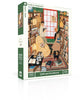 Enjoy assembling the Quill and Parchment - 1000 Piece Jigsaw Puzzle, featuring a cozy library scene with two readers, bookshelves, a cat, and warm lighting.