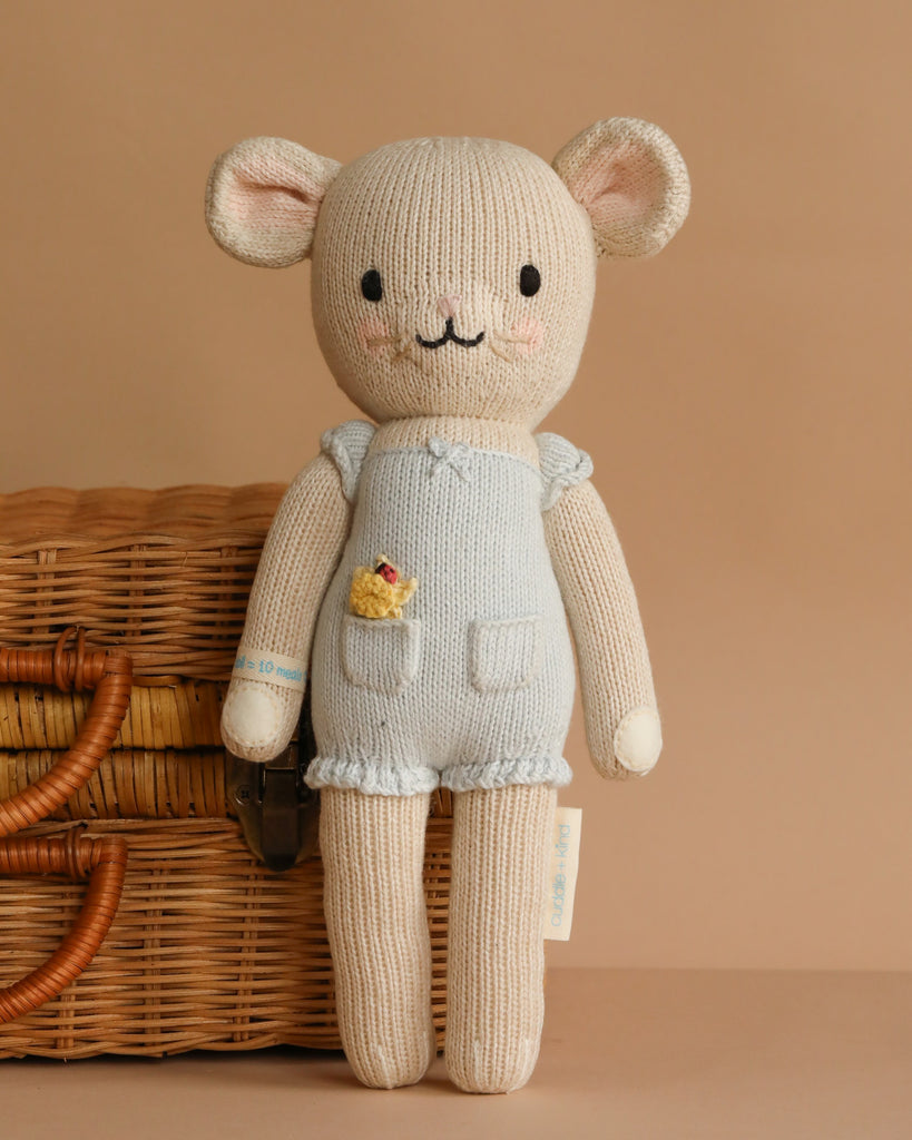 Beatrice The Mouse by Cuddle + Kind is a sustainable, fair trade, hand-knit doll in periwinkle. Made with hypoallergenic polyfill for all ages, Beatrice features delicate details and stands out as a charming, safe companion.