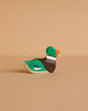 Hand-painted wooden duck toy from the Holztiger Handmade Wooden Woodland Animals Set, featuring a green head, orange beak, and brown and green body for imaginative play.