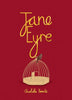 Hardcover Collector's Edition of "Jane Eyre" by Brontë featuring a red cover with the title in large yellow script, a small brown bird on an open golden cage, and "Charlotte Brontë" in yellow cursive at the bottom.