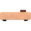 The Loog Piano is a rectangular device with a smooth, light brown surface, rounded edges, and a single dark brown knob on top—ideal as a portable digital piano with velocity-sensitive keys.