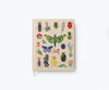 The Curio Embroidered Fabric Sketchbook is a beige hardcover journal featuring colorful embroidered insects—beetles, butterflies, a ladybug—and delicate flowers and leaves, making it the perfect sketchbook for nature lovers.