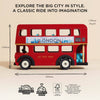 The London Wooden Bus is a plastic-free, sustainable wood toy labeled “Welcome to London” and “LE TOY VAN.” Its size makes it ideal for early learning and imaginative play.
