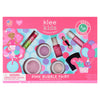 Klee Naturals Deluxe Makeup Kit - Pink Bubble Fairy, a natural play makeup kit with two blushes, nail polish, lip gloss, and a roll-on fragrance, featuring illustrations of a fairy and a llama.
