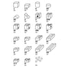 An illustration showing multiple step-by-step assembly diagrams for various small, geometric components, including cubes, cylinders, and other 3D shapes necessary for constructing a Cuboro Junior Marble Run Starter Set, with annotations indicating the quantity.