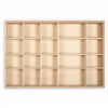The Grapat Tinker Tray is a wooden display case with a light finish and 20 compartments in a 4x5 grid, divided by thin metal rods—perfect for sorting loose parts or organizing sustainable toys.