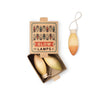 The Grapat Ornament Set - Glow Lamps features a small box with vintage-style bulb drawings and includes two large, hand-painted ornaments—one displayed on a string—ideal for distinctive holiday décor.