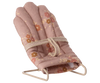 PRE-ORDER: Babysitter, My - Rose—this small pink floral fabric doll chair with a beige safety strap and white metal frame is perfect for any aspiring babysitter’s playtime. Estimated ship date: late September.