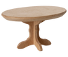 The PRE-ORDER: Oval Coffee Table, Mouse - Nature (ships early October) is a small, unfinished wooden coffee table with a pedestal base and three feet, shown against a plain background—charmingly mouse-sized in scale.
