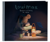 The Maileg LouiMax - Dreams Of Being An Adult Book features LouiMax the mouse pouring a drink from a thermos beside a lantern inside a tent at night, in a cozy illustrated children’s storybook by Dorthe Mailil.
