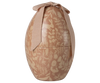 The Maileg Easter Egg, Medium - Powder features a light brown floral and animal pattern with a striped ribbon bow—an enchanting decorative egg for your spring display.