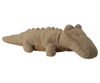 The Maileg Crocodile, Small—an olive green plush toy with stitched features, small back bumps, and four short legs—is expected to arrive by 06/15/26.