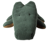 The Maileg Crocodile, Big - Forest Green is a huggable, soft crocodile plush with simple stitched eyes and brown-accented feet, shown against a white background.