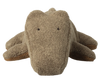 The Maileg Crocodile, Mini - Olive Green is a soft, huggable plush toy with a simple face and dot-like eyes. This adorable stuffed animal lies flat with outstretched legs—ideal for soft toy lovers. Expected arrival: 06/15/26.