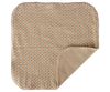 The Maileg Lullaby Friends, Pig, Mini - Rose (expected 04/15/26) features a soft cuddle cloth with orange polka dots on one side and solid beige on the reverse—one corner folded to display both sides, making it a perfect newborn gift.
