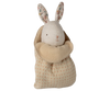Maileg Lullaby Friends, Bunny, Mini - Nature features embroidered details, long patterned ears, and a light beige polka-dot outfit with a fleece-lined blanket—an ideal newborn gift. Expected arrival: 04/15/26.