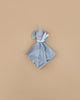 The “My First Steiff” Ellie Elephant Security Blanket Baby Toy, 10 inches, is a soft gray comforter with embroidered lettering—ideal for babies. Shown against a plain beige background.