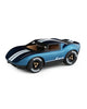 The Playforever MINI KEN CASH Blue is a classic blue toy car featuring white racing stripes, black-tinted windows, "SUNRAY" tires, gold and black rims, and "Ken" on the side—evoking the spirit of a Ken Miles car.