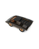 The Playforeer UFO Cannone Car in Black features gold wheels and a sleek, angular 70’s-inspired design, shown from a rear three-quarter view on a white background.