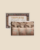 The Pre-order: Maileg Triplets, Baby Mice in Matchbox - Checker (expected 06/01/26) includes three baby mice, each wrapped in a patterned blanket, nestled side by side in a cozy matchbox bed.