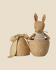 The Pre-order: Maileg Easter Egg with Micro Rabbit, Small - Cream Yellow features a soft rabbit in a spotted outfit inside a patterned yellow metal egg box with matching lid and bow—an adorable gift for kids. Expected arrival: 02/15/26.