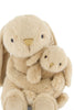 Frankie the Hugging Bunny - Caramel from Snuggle Bunnies features a large plush bunny cuddling a smaller matching bunny, both with floppy ears and black button eyes—the perfect cuddly duo against a white background.