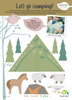 The Wildlife Camping Playset features a cut-out tent template, trees, llamas, sheep, and a forest background to spark imaginative play. Includes dotted lines for easy cutting and decorating tips. Encourages crafting and storytelling by sharing your creations on social media.