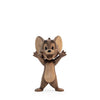 The Boyhood Tom & Jerry - Jerry is a collectible solid oak figurine showing Jerry mouse with big ears, raised arms, and a joyful look, standing upright on a plain white background.