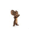 The Boyhood Tom & Jerry - Jerry is a small solid oak figurine of Jerry mouse with raised arms, big ears, and a cheerful look, making it a delightful collectible toy against a plain white background.