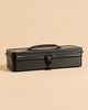 Multi Purpose Steel Storage Box T-320 - Black steel portable toolbox featuring a carrying handle and a front latch.