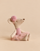 Maileg Ballerina Mouse, Little Sister - Heather wearing a pink tutu and a matching pom-pom headband.