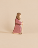 Hand-painted Ostheimer Joseph - Standing wooden figurine of a man in a mauve robe holding a staff, designed for imaginative play.