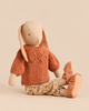 Maileg Bunny, Size 3 - Classic - Pants and Knitted Sweater, a classic bunny stuffed toy wearing a knitted sweater, patterned pants, and soft shoes.