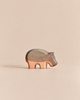 Handmade Holzwald Small Hippo figurine featuring two-toned natural wood grain, perfect for imaginative play.