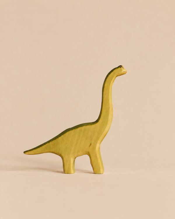 Handmade Holzwald Dinosaur - Brachiosaurus - Green wooden educational toy.