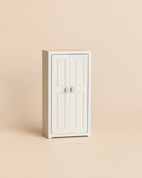 Cream-colored Maileg Mouse Closet - Cream, a miniature two-door closet.