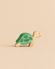 Handmade Holzwald Sea Turtle figurine with a green shell painted with darker spots.