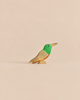 Handmade Holzwald Bird - Hummingbird figurine with a green head and natural wood-toned body.