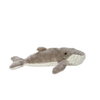 The Senger Naturwelt Cuddly Animal - Whale is a soft, gray and white plush toy handmade in Germany from organic cotton, shown here resting on a white background.
