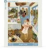 The Bright Days - 1000 Piece Jigsaw Puzzle features a sunlit cottage kitchen with women, a child, flowers, baskets, and a cat for a cheerful scene.