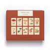 A rust-colored "Memory Game - Fungi" box displays vintage fungi illustrations with scientific names in two rows on the lid—an educational and fun way to enjoy a fungi-themed matching game.