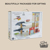 The Fire & Rescue Garage is a boxed wooden playset with ramps, fire engine toys, and accessories—beautifully packaged for gifting in 100% recyclable packaging.