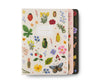 The Assorted Set of 3 Curio Notebooks features decorative covers with flowers, beetles, a butterfly, and a ladybug. The front gold foil notebook has a white background with "Notebook" centered on the cover.