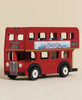 The London Wooden Bus is a red wooden toy featuring "Le Toy Van" on the side, a "Welcome to London" sign, Piccadilly Circus route details, black wheels, and open windows—perfect for early learning fun.